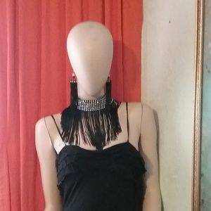 Black rhinestone fringed jewelry